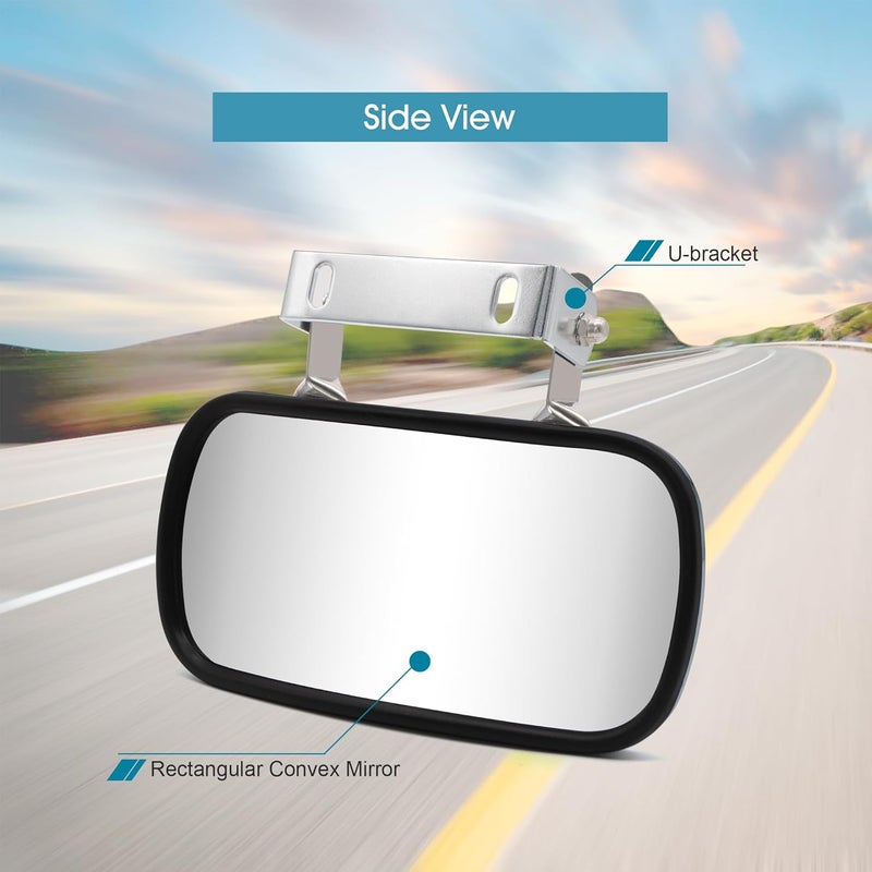 BOOLEE Convex Mirror Stainless Steel Rectangular U-Bracket for Cars Trucks Boats Tractors Forklifts Improves Visibility Rear view and Side Mirror Universal Screw Fixed - Image 3